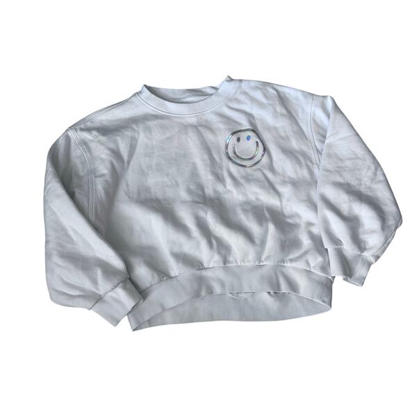 Gap White Smile Sweatshirt - Metallic Design - Size Medium - Picture 1 of 5
